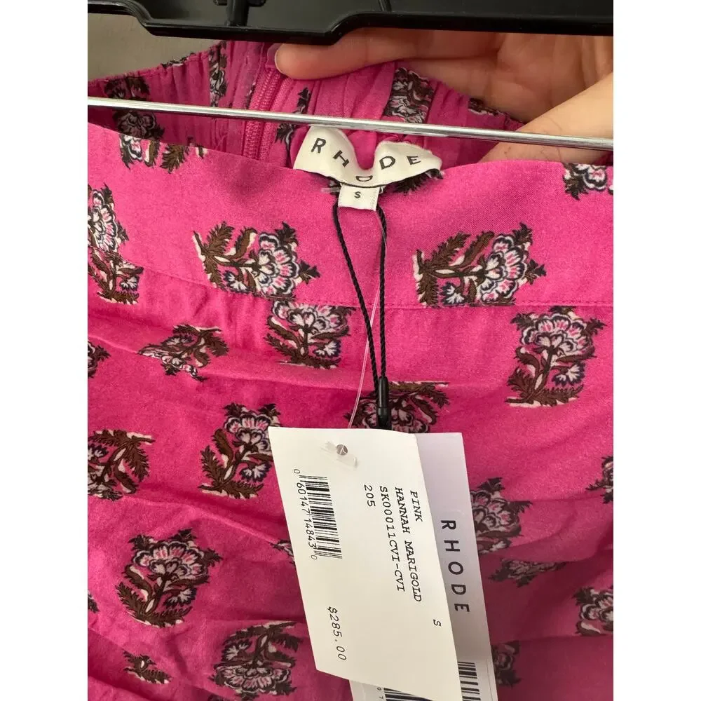 NWT RHODE Hannah Skirt in Marigold Flower/Hot Pink SZ S